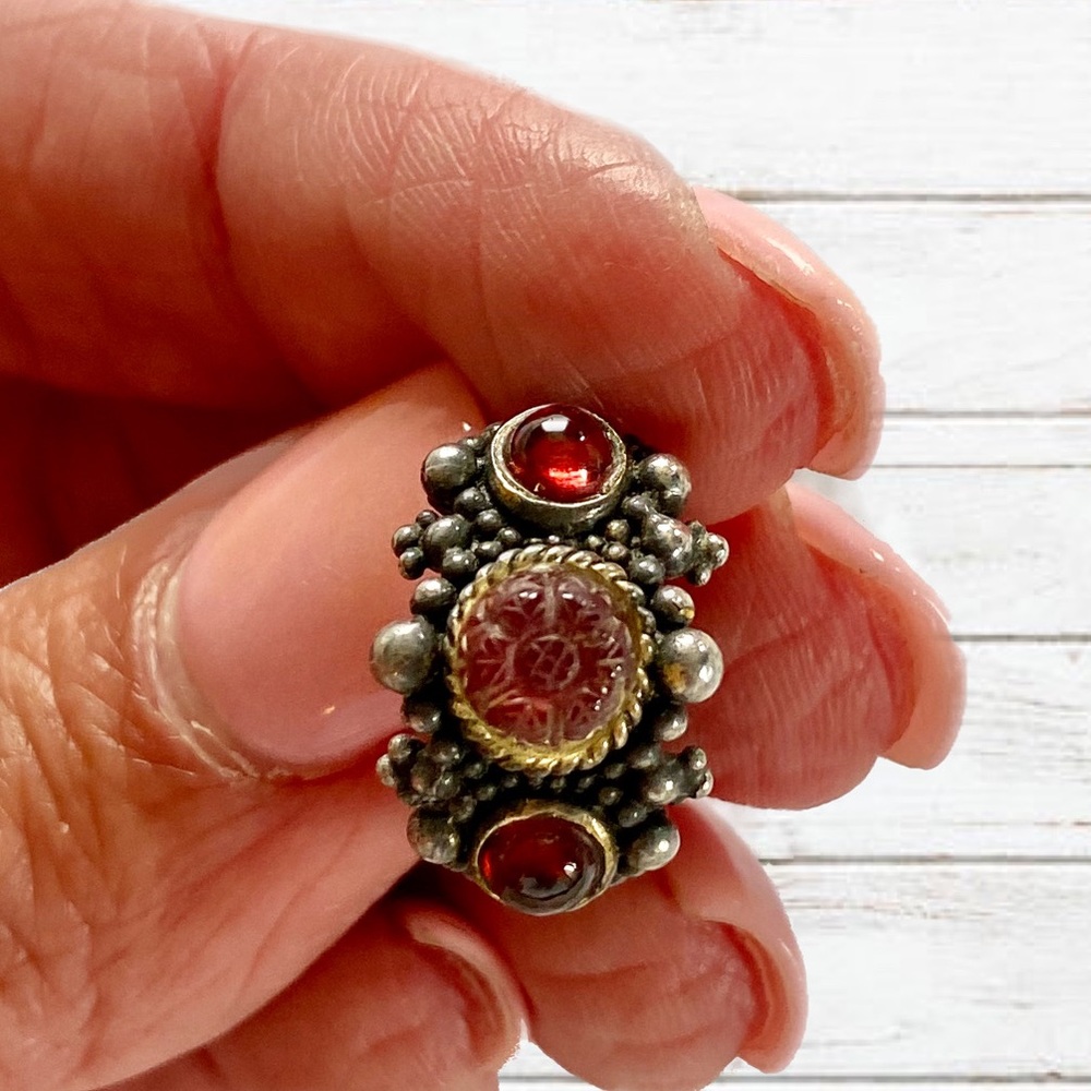STEPHEN DWECK garnet 3 stone earrings